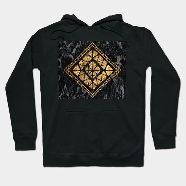 Golden tribal geo - black marble Hoodie by marbleco